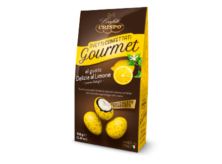 Шоколадное драже с кремом Лимон 150 г, Ovetti confettati gourmet al gusto di limone, Confetti Crispo, 150 gr