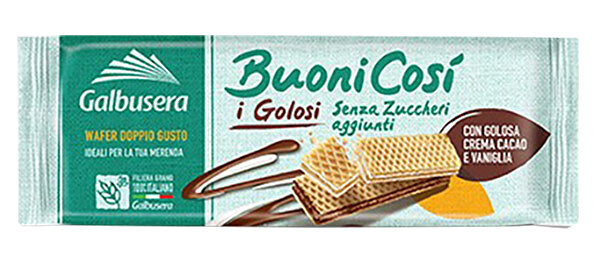 Вафли с шоколадным кремом без сахара Galbusera 45 г, BuoniCosì Wafer Cacao 45 g