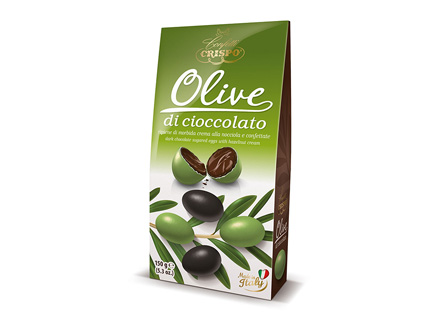 Шоколадные конфеты Оливки 150 г, Olive di cioccolato, Confetti Crispo, 150 gr