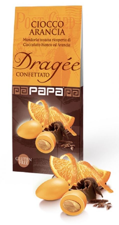 Миндаль в белом шоколаде Апельсин 100 г, CIOCCO ARANCIA, Papa, 100 g